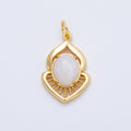 16K Gold Filled 24mm Moonstone, Red Agate Cabochon Gemstone Curved Geometric Charm | Charms-00697 - Charms-00698