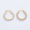 16K Gold Filled 24mm Shell Pearl Micro Paved CZ Latch Hoop | EARRINGS-00221
