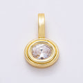 16K Gold Filled 25mm Clear CZ Round Bezel Solitaire Pendant | Charms-00813