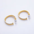 16K Gold Filled 25mm Mixed Metal Croissant Double C-Shaped Hoop in Silver & Gold | Earrings-00670
