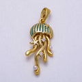 16K Gold Filled 25mm Shell Pearl Clear CZ Jellyfish Animal Charm | Charms-00596
