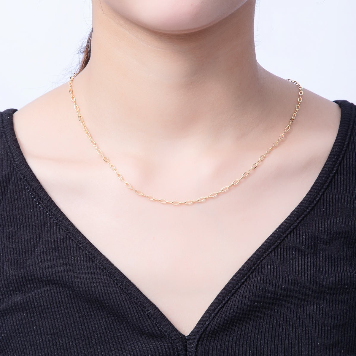 16K Gold Filled 2.5mm Minimalist Paperclip Chain 18 Inch, 20 Inch Necklace w. Extender | WA-04066 WA-04067