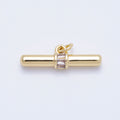 16K Gold Filled 26mm Clear Baguette CZ Tube Bar Charm | Findings-00045
