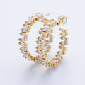 16K Gold Filled 27mm Clear Baguette CZ C-Shaped Hoop | Earrings-00231