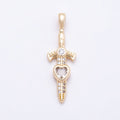 16K Gold Filled 27mm Clear Heart CZ Religious Cross Sword Pendant | Charms-01042