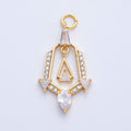 16K Gold Filled 28mm Micro Paved CZ Geometric Charm in Gold & Silver | Charms-00372 Charms-00373