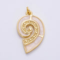 16K Gold Filled 28mm Micro Paved CZ Shell Pearl Conch Sea Shell Charm | Charms-00497