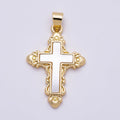 16K Gold Filled 28mm Shell Pearl Artisan Religious Cross Pendant | Charms-01311