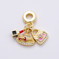 16K Gold Filled 29mm Bag Hat Makeup Micro Paved CZ Drop Rondelle Pendant | Charms-00855