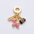 16K Gold Filled 29mm Micro Paved CZ Dog Bag Lucky Tag Drop Rondelle Pendant | Charms-00854