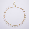 16K Gold Filled 2mm Clear CZ Teardrop Cable Chain 16 Inch Choker Necklace w. Extender | WA-04496