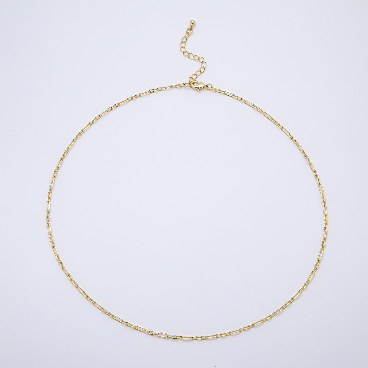 16K Gold Filled 2mm Minimalist Paperclip Chain 17.5 Inch, 20 Inch Necklace | WA-04709 WA-04710