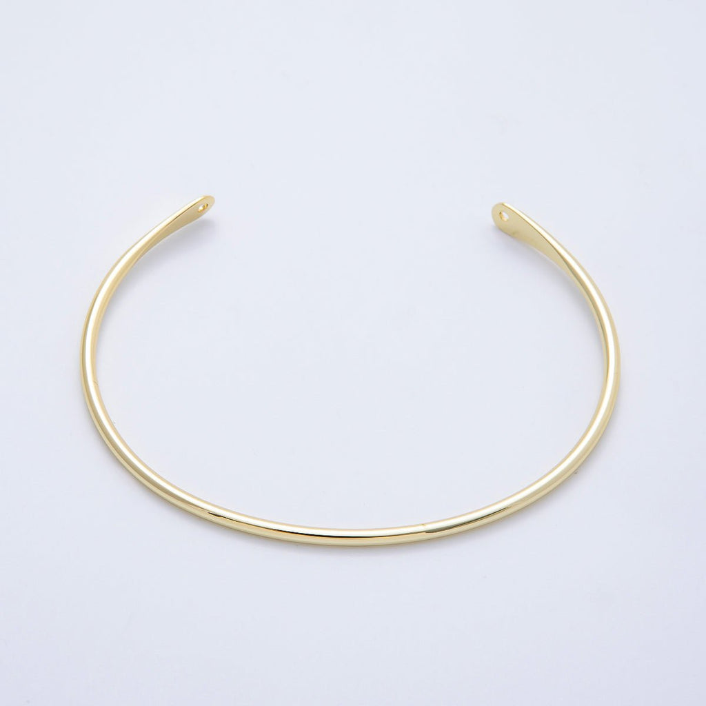 16K Gold Filled 2mm Minimalist Tube Half Cuff Bracelet Finding for Bangle Supply | WA-04458