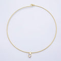 16K Gold Filled 2mm Teardrop Solitaire CZ Thin Torque Tube Choker Floating Collar Necklace | WA-04410