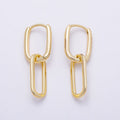 16K Gold Filled 30mm Minimalist Paperclip Oblong Chain Link Drop Hoop | Earrings-00700
