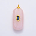 16K Gold Filled 30mm Multicolor CZ Embedded Gemstone Rectangular Pendant | Charms-00826 ~ Charms-00833