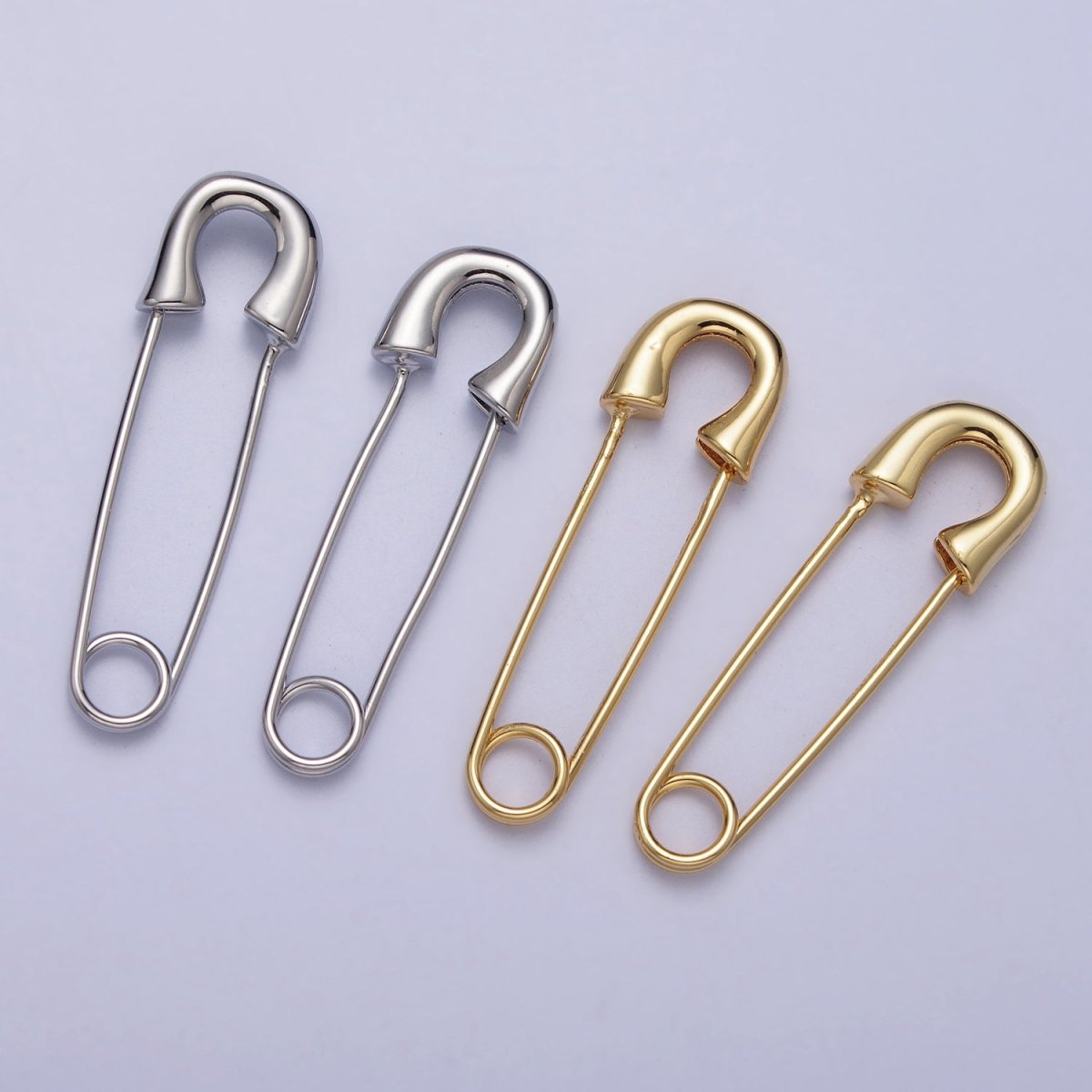 16K Gold Filled 33mm Minimalist Safety Pin Hoop in Gold & Silver | Earrings-00243 Earrings-00244