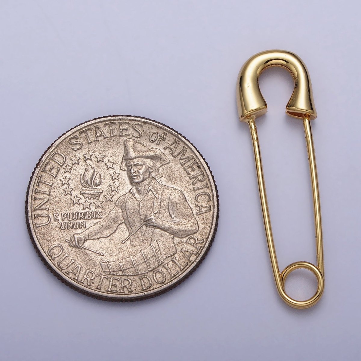 16K Gold Filled 33mm Minimalist Safety Pin Hoop in Gold & Silver | Earrings-00243 Earrings-00244