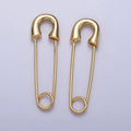 16K Gold Filled 33mm Minimalist Safety Pin Hoop in Gold & Silver | Earrings-00243 Earrings-00244