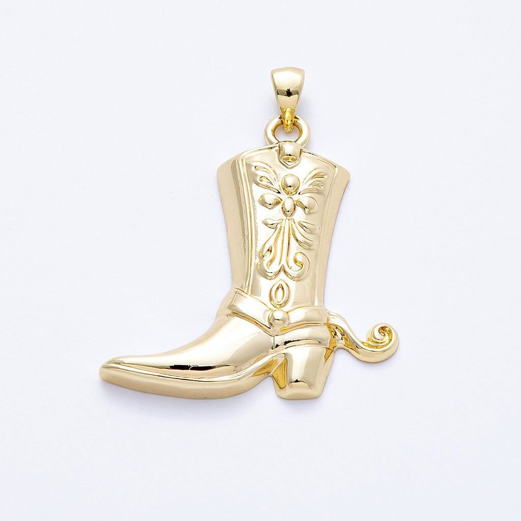 16K Gold Filled 33mm Western Cowboy Boot Pendant | Charms-00157