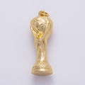 16K Gold Filled 33mm Miniature Trophy Soccer Charm 3D Multidimensional Charm | Charms-00492