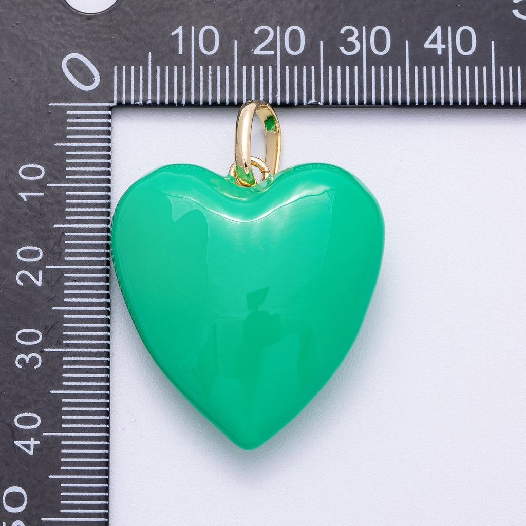 16K Gold Filled 35mm Colorful Pastel Enamel Chubby Heart Pendant | Charms-00583 ~ Charms-00588