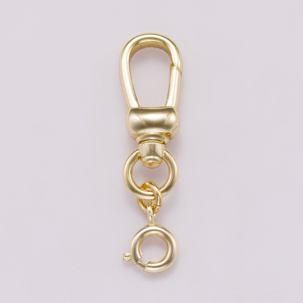 16K Gold Filled 35mm Minimalist Swivel Lobster Clasp with Spring Ring Closure | Findings-00154