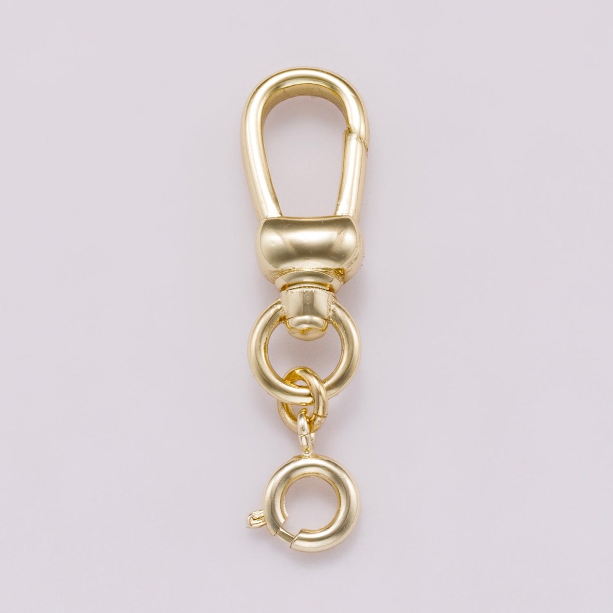 16K Gold Filled 35mm Minimalist Swivel Lobster Clasp with Spring Ring Closure | Findings-00154