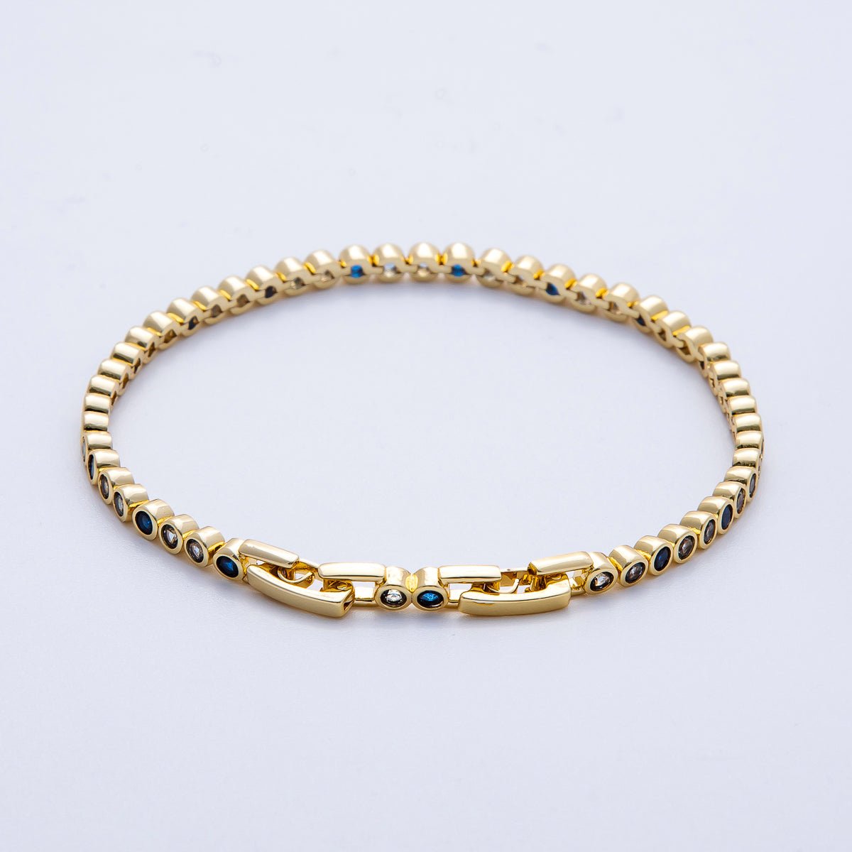 16K Gold Filled 3mm Blue, Pink Gradient Round CZ Tennis Chain 8 Inch Adjustable Bracelet | WA-04042 WA-04043