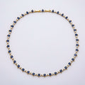 16K Gold Filled 3mm Blue Teardrop Clear Tennis Chain 17 Inch Adjustable Necklace | WA-04677