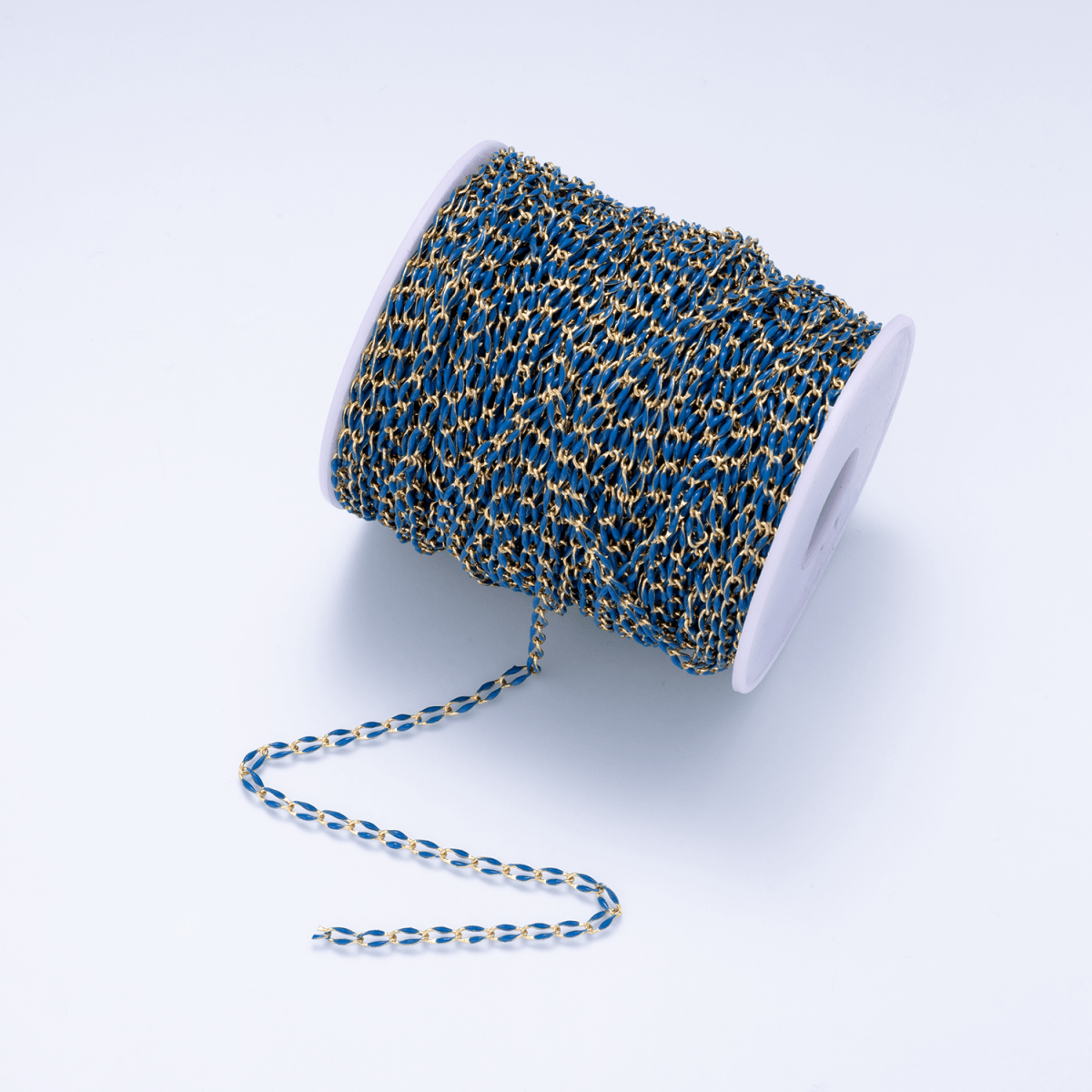 16K Gold Filled 3mm Dark Blue Enamel Link Unfinished Chain by Yard | Roll-01882
