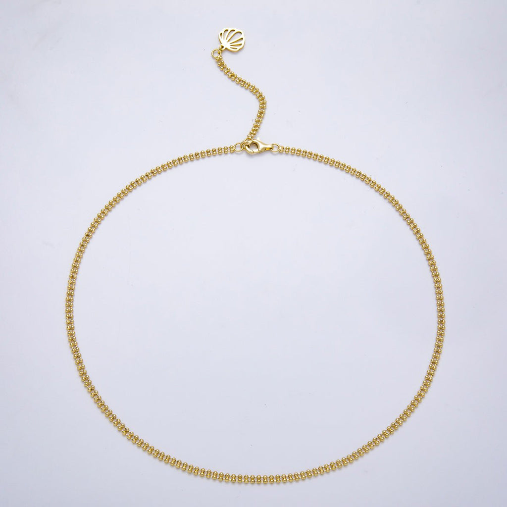 16K Gold Filled 3mm Double Row Round Ball Chain 17 Inch Necklace w. Extender | WA-04337