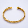 16K Gold Filled 3mm Geometric Textured Multiple Wire Cuff Bracelet | WA-04299