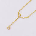 16K Gold Filled 3mm Minimalist Cable Bar Link Lariat Chain 20 Inch Necklace | WA-04446
