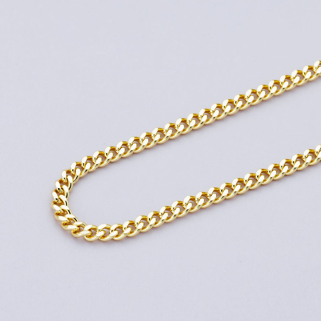 16K Gold Filled 3mm Minimalist Curb Unfinished Chain by Yard | Roll-01863