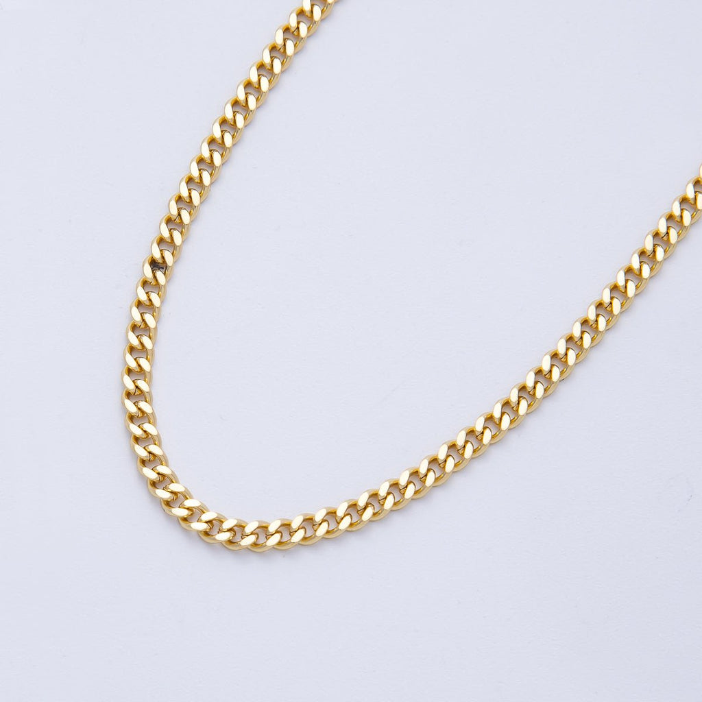 16K Gold Filled 3mm Minimalist Curb Unfinished Chain by Yard | Roll-1843