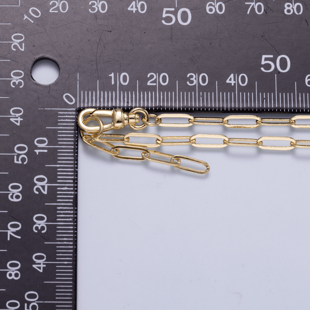 16K Gold Filled 3mm Minimalist Paperclip Lariat Chain 18 Inch Necklace | WA-04501