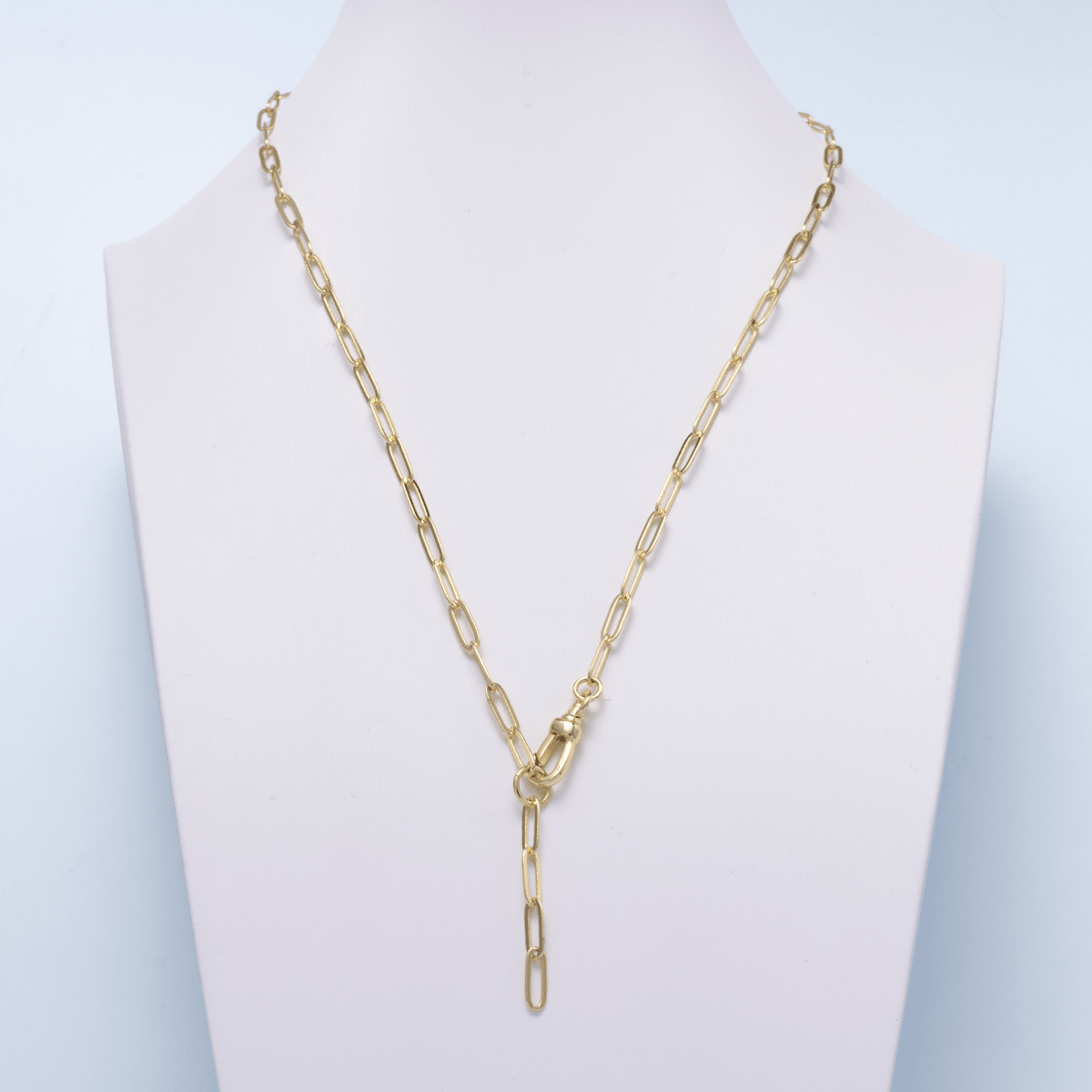 16K Gold Filled 3mm Minimalist Paperclip Lariat Chain 18 Inch Necklace | WA-04501