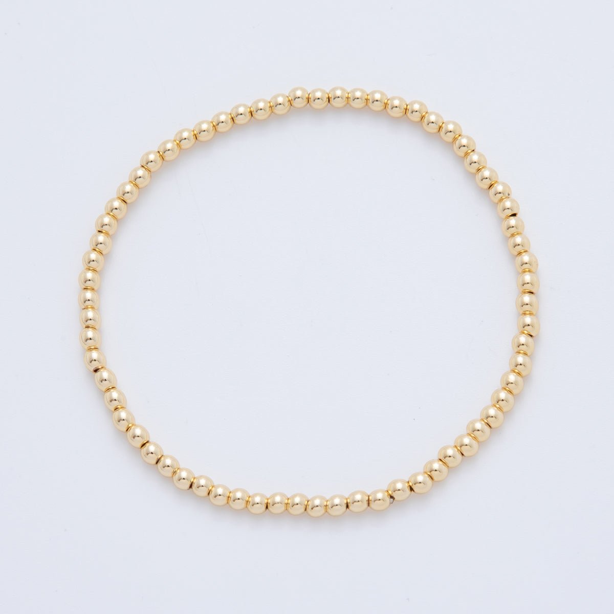 16K Gold Filled 3mm Minimalist Round Ball Stretch Bracelet | WA-04149