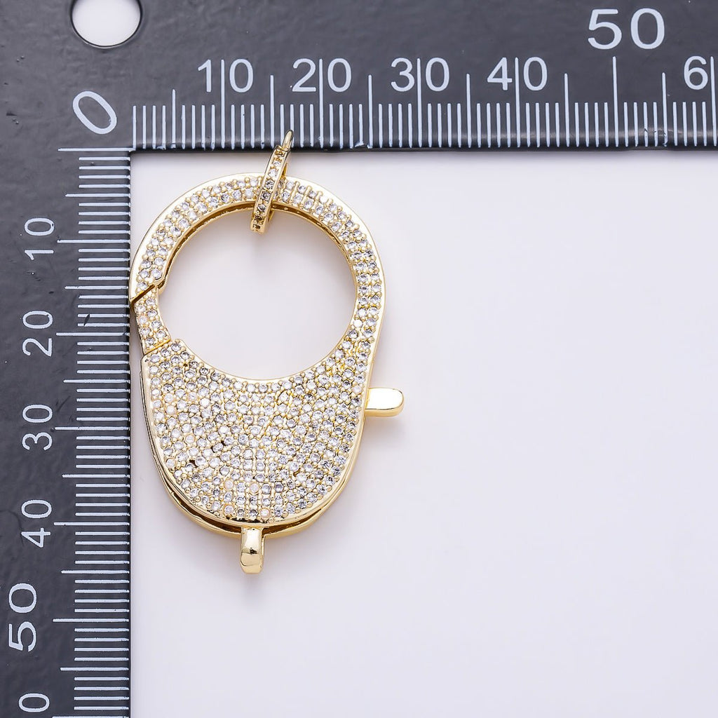 16K Gold Filled 40mm Micro Paved CZ Large Lobster Clasp Enhancer Closure Findings | Findings-00480
