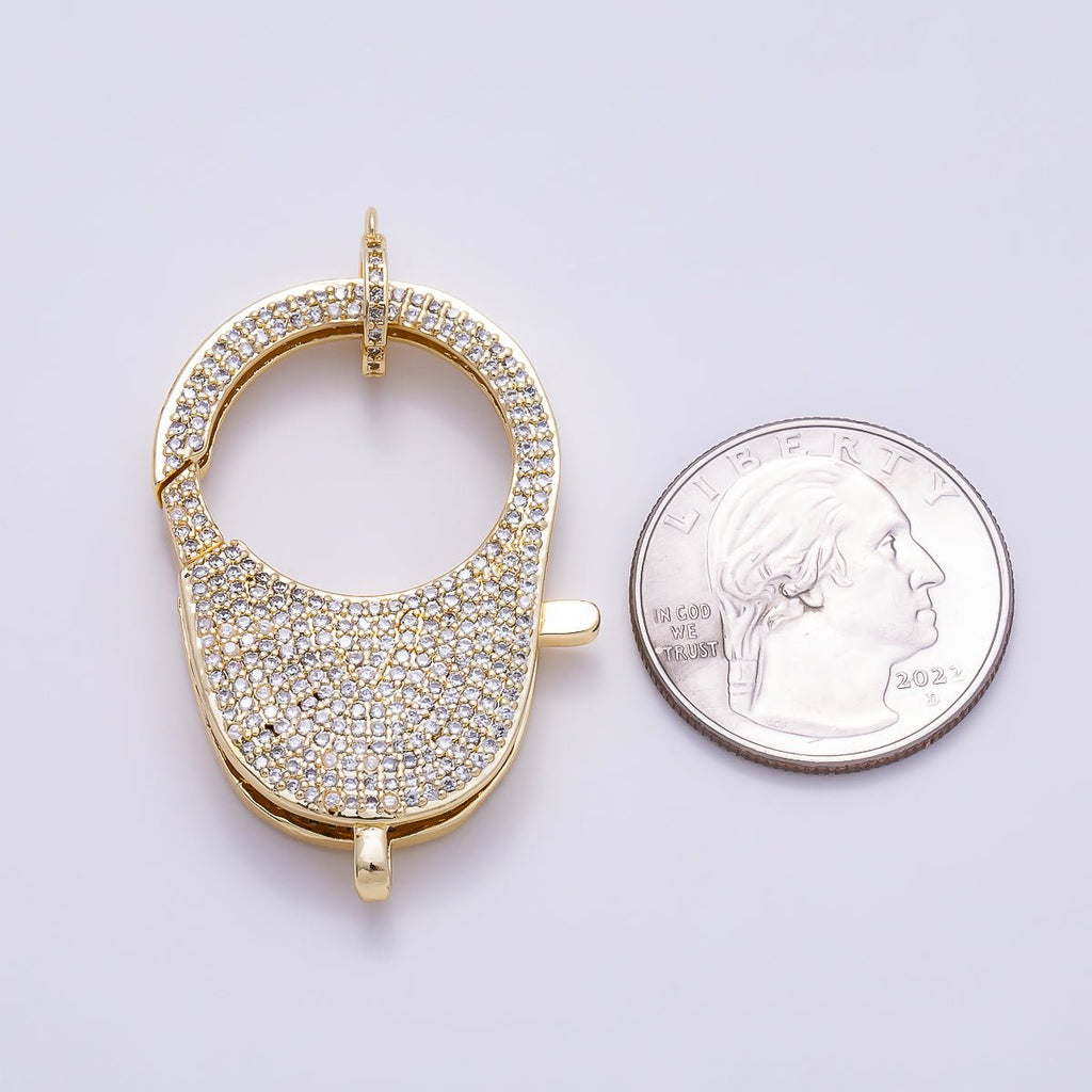 16K Gold Filled 40mm Micro Paved CZ Large Lobster Clasp Enhancer Closure Findings | Findings-00480