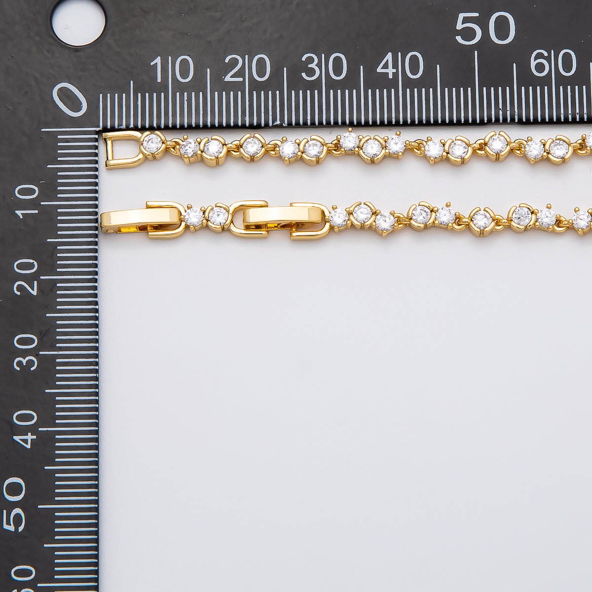 16K Gold Filled 4.2mm Clear CZ Cluster Tennis Chain 16.5 Inch Adjustable Necklace | WA-04270
