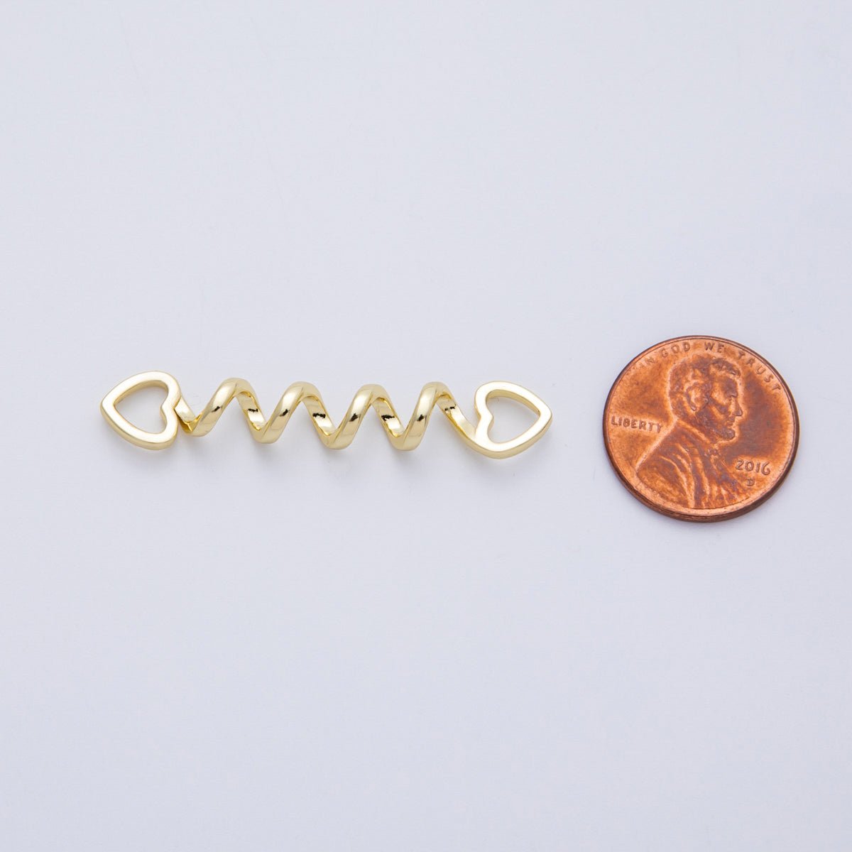 16K Gold Filled 44mm Minimalist Open Heart Spiral Connector | Findings-00065