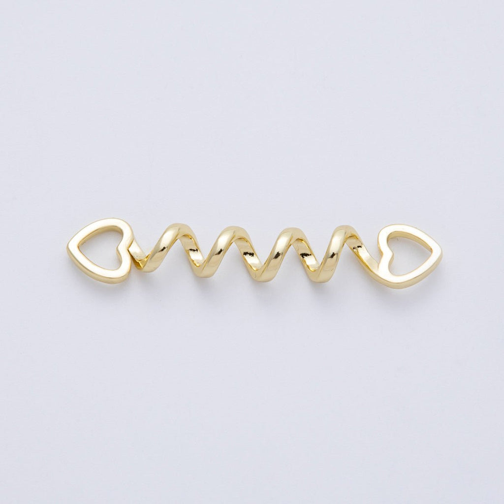16K Gold Filled 44mm Minimalist Open Heart Spiral Connector | Findings-00065