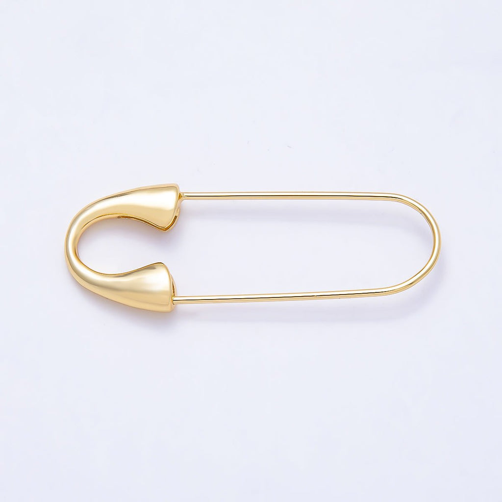 16K Gold Filled 45mm Minimalist Safety Pin Findings Bag Charm | Findings-00420