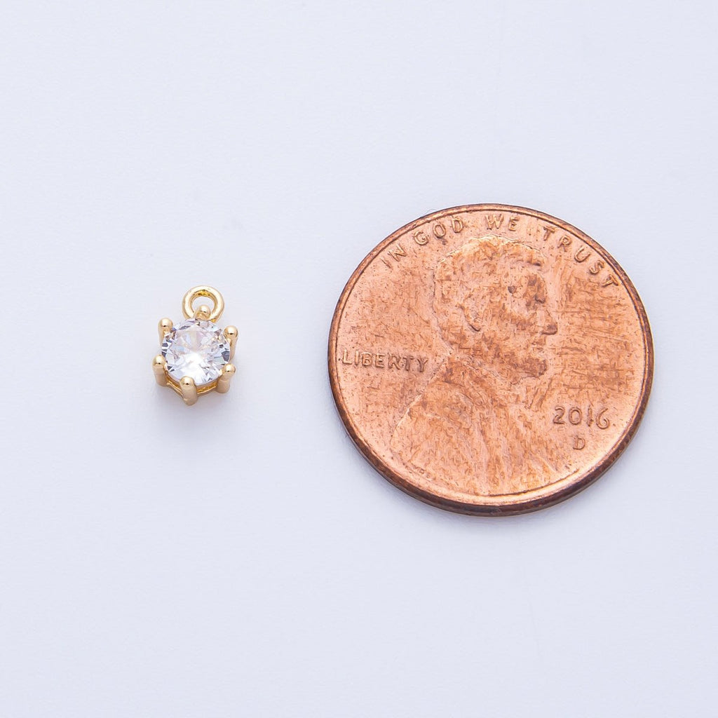 16K Gold Filled 4.8mm Clear Round CZ Mini Charm | Charms-00398