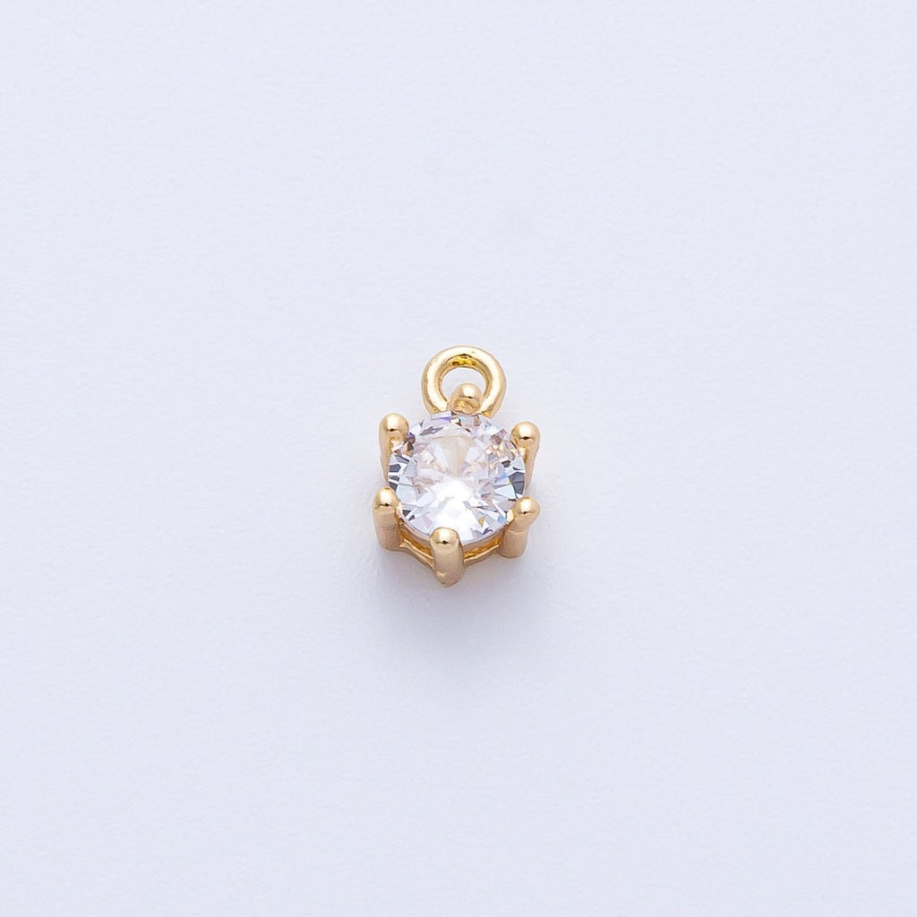 16K Gold Filled 4.8mm Clear Round CZ Mini Charm | Charms-00398