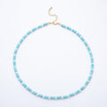 16K Gold Filled 4mm Blue Aquamarine Cylinder Shell Pearl Rondelle Tube Gemstone Bead Chain 18 Inch Necklace | WA-00552
