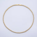 16K Gold Filled 4mm Clear CZ Round Heart Tennis Chain 16 Inch Adjustable Necklace | WA-04244