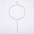 16K Gold Filled 4mm Clear, Green, Fuchsia CZ Teardrop Bar Lariat 17.5 Inch Necklace | WA-00146 WA-00152 WA-00185